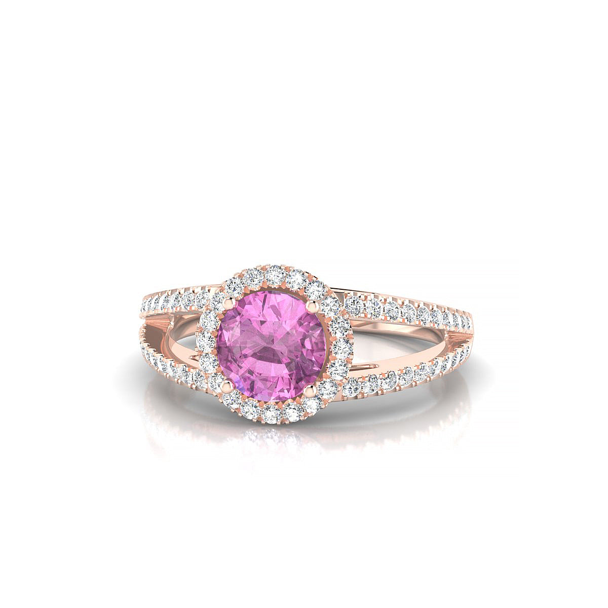 Grace | 18k Rose Gold 6 mm Round Pink Sapphire Ring