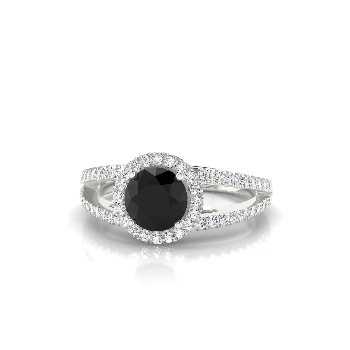 Grace | 18k White Gold 6 mm Round Black Diamond Ring