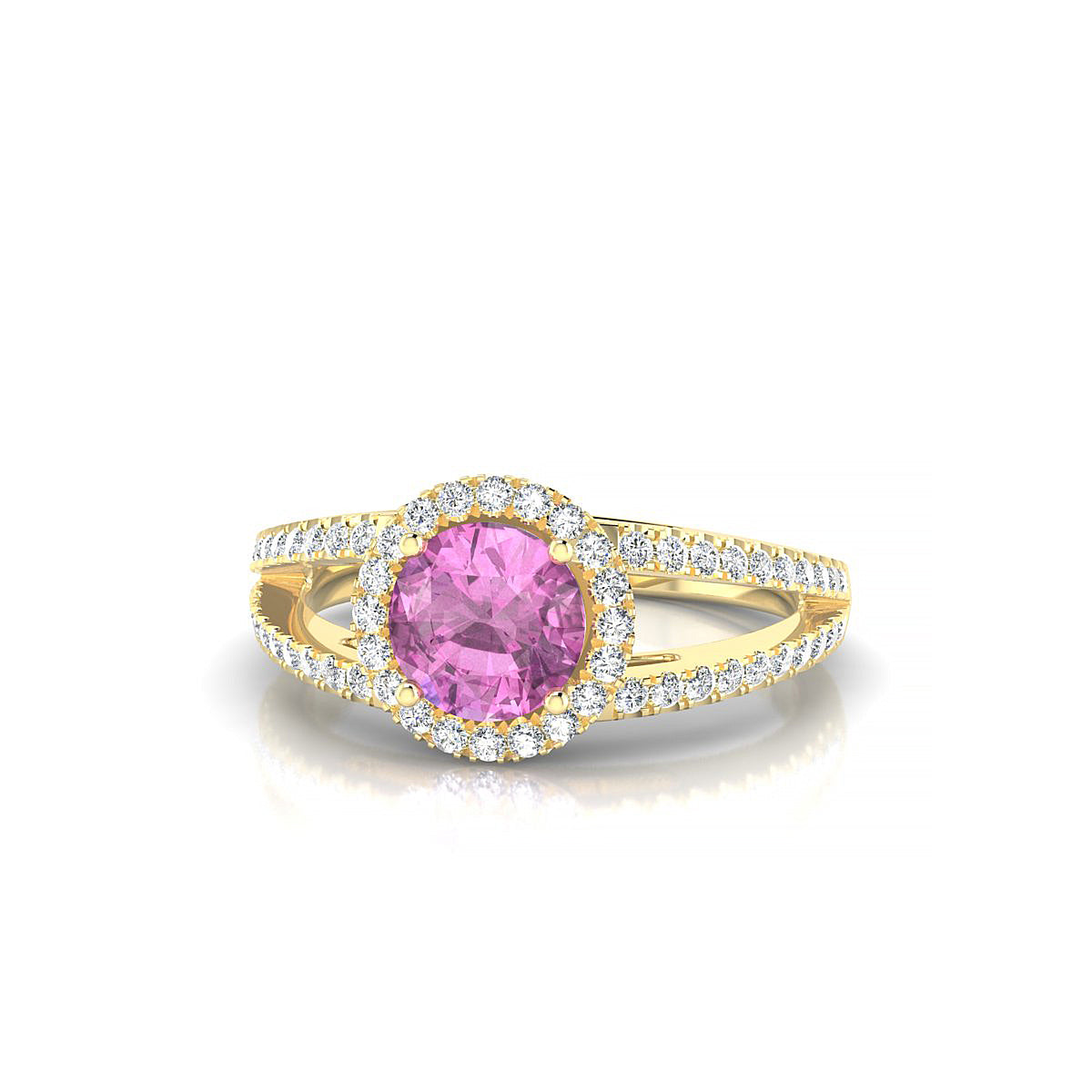 Grace | 18k Yellow Gold 6 mm Round Pink Sapphire Ring