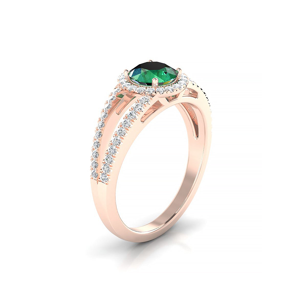 Grace | 18k Rose Gold 6 mm Round Emerald Ring