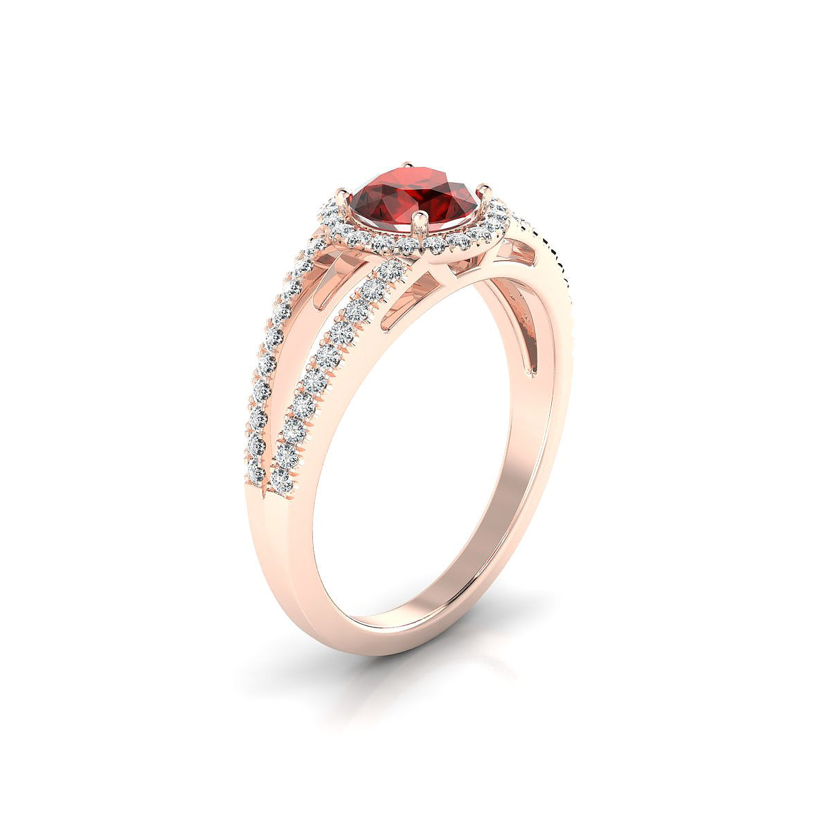 Grace | 18k Rose Gold 6 mm Round Garnet Ring