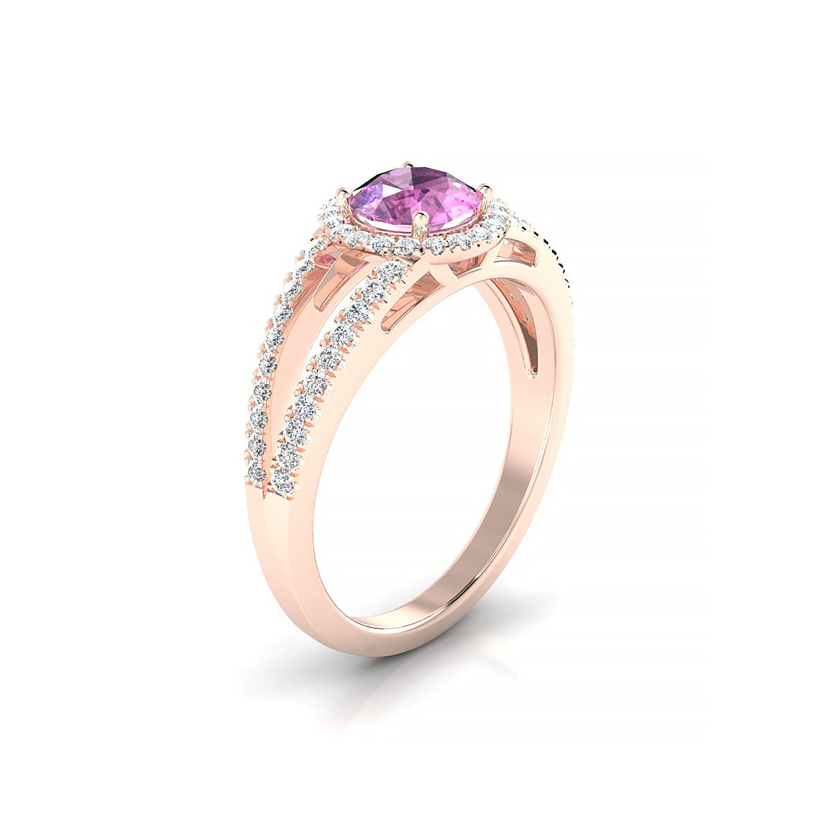 Grace | 18k Rose Gold 6 mm Round Pink Sapphire Ring