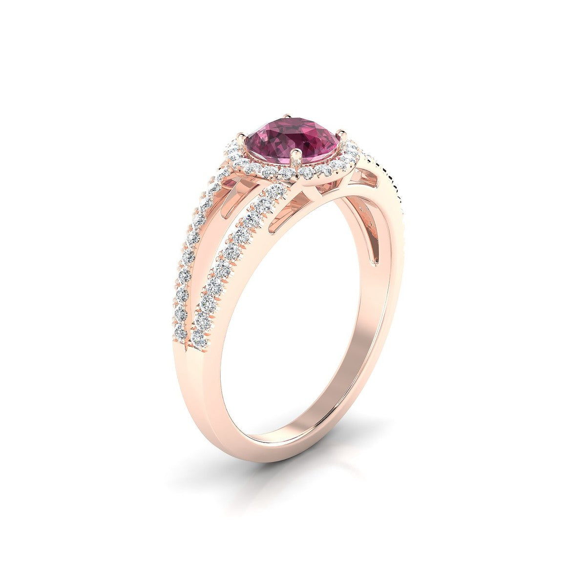 Grace | 18k Rose Gold 6 mm Round Rhodolite Ring