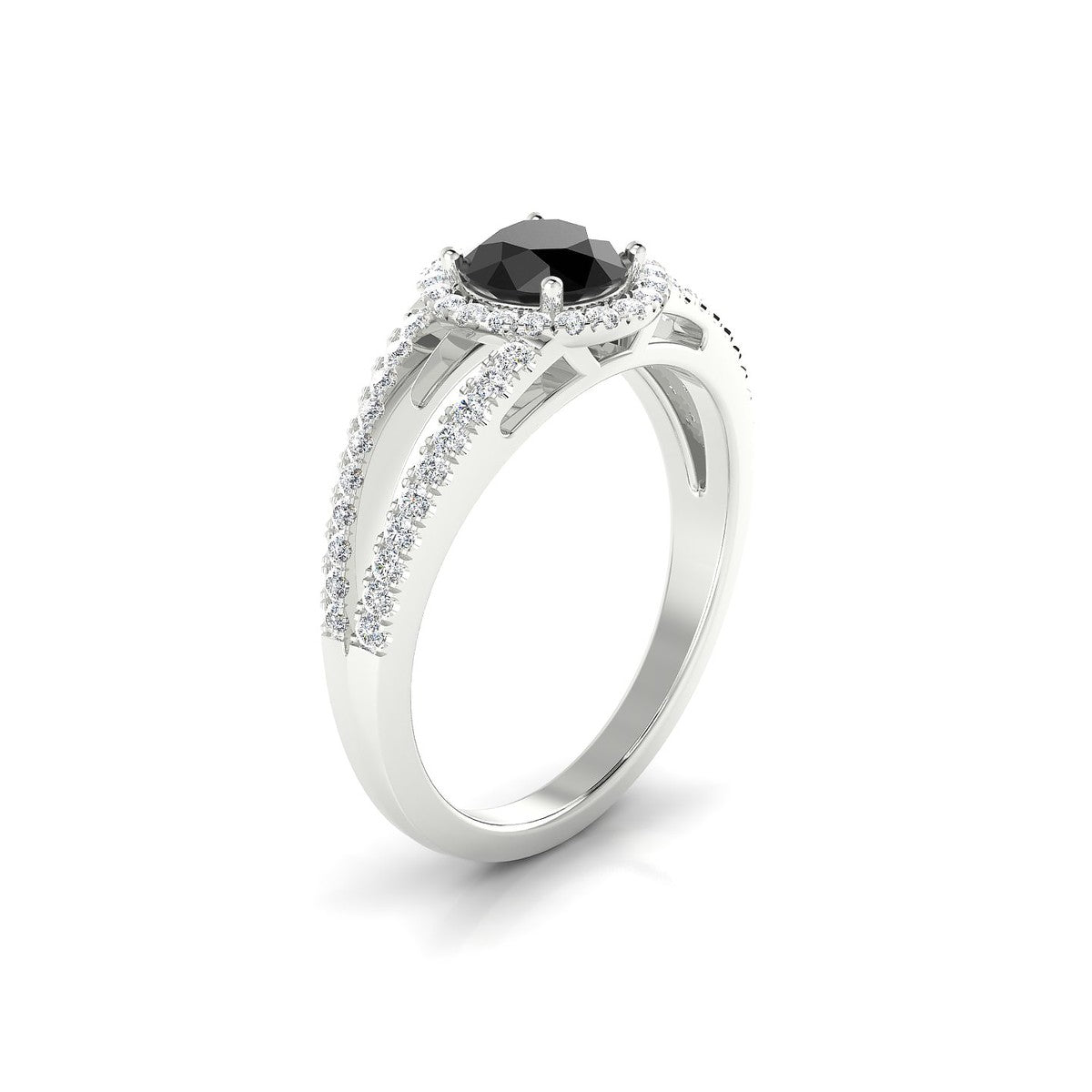 Grace | 18k White Gold 6 mm Round Black Diamond Ring