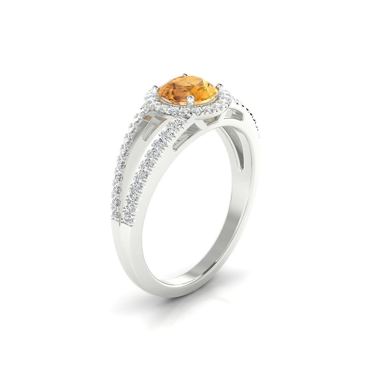 Grace | 18k White Gold 6 mm Round Citrine Ring