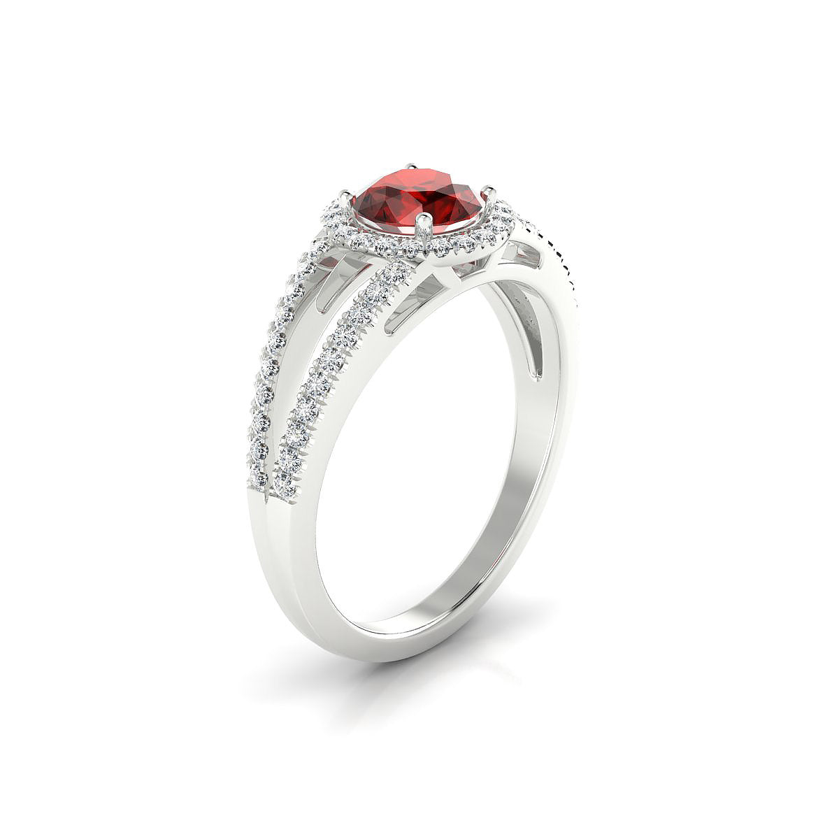 Grace | 18k White Gold 6 mm Round Garnet Ring