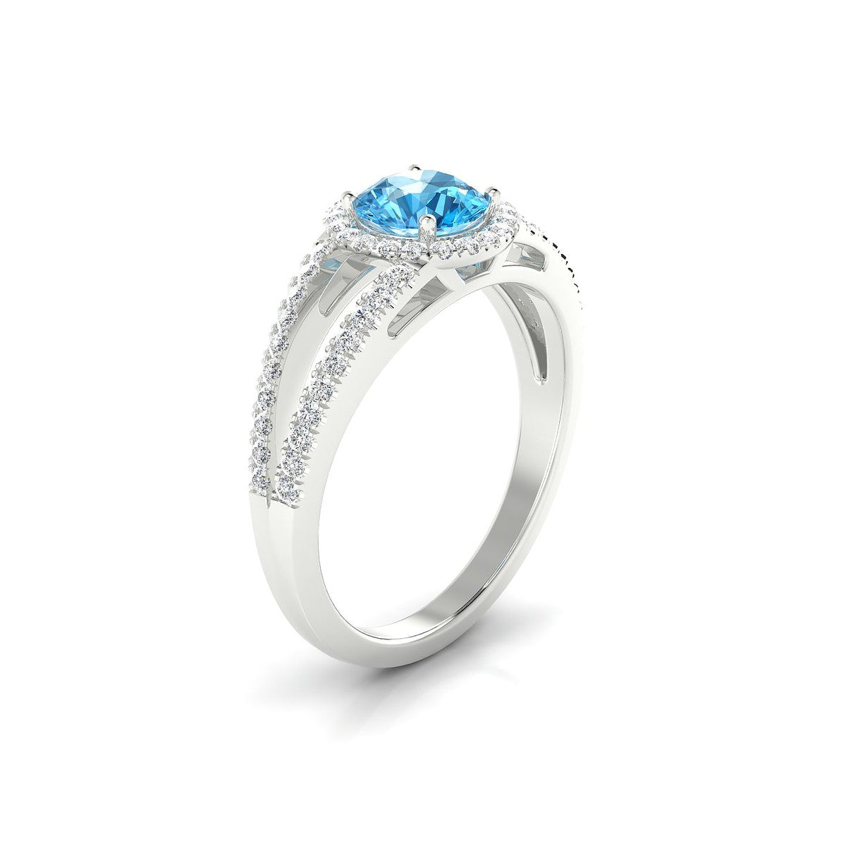 Grace | 18k White Gold 6 mm Round Topaz Ring