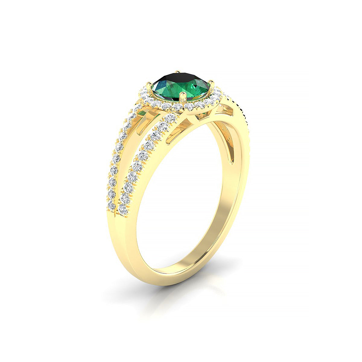 Grace | 18k Yellow Gold 6 mm Round Emerald Ring