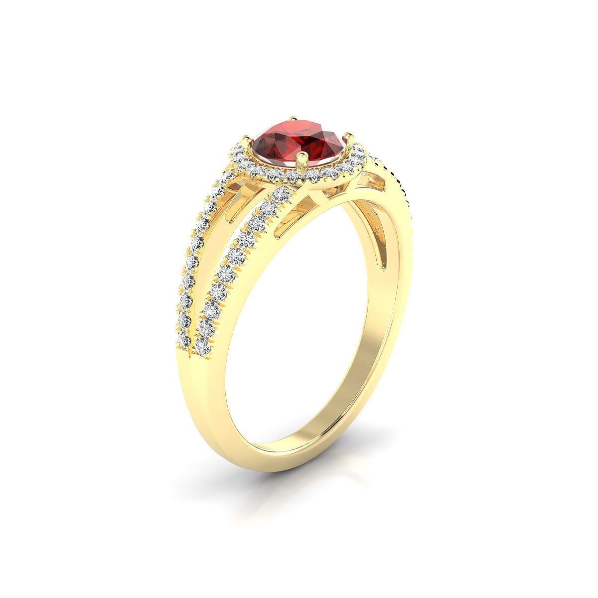 Grace | 18k Yellow Gold 6 mm Round Garnet Ring