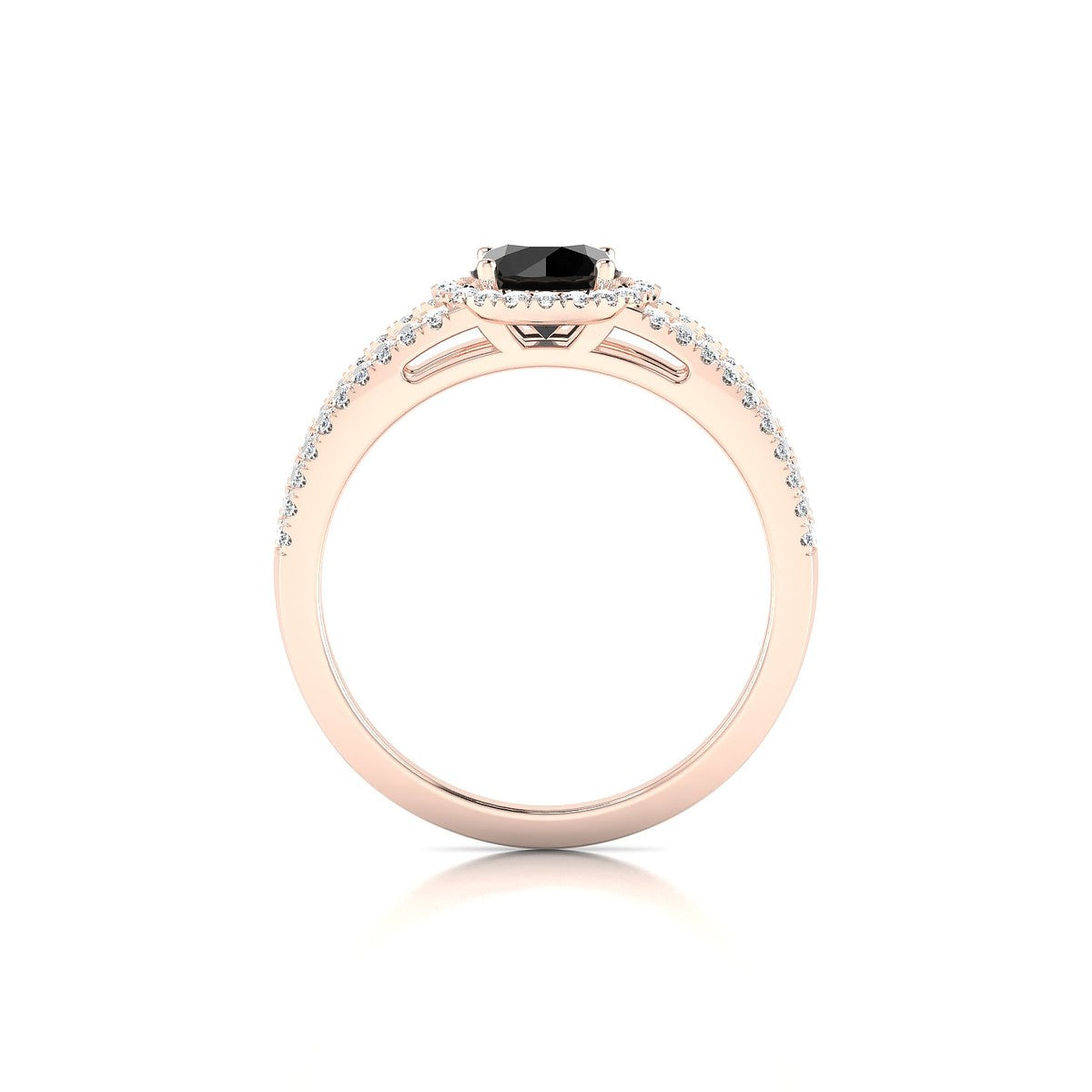 Grace | 18k Rose Gold 6 mm Round Black Diamond Ring