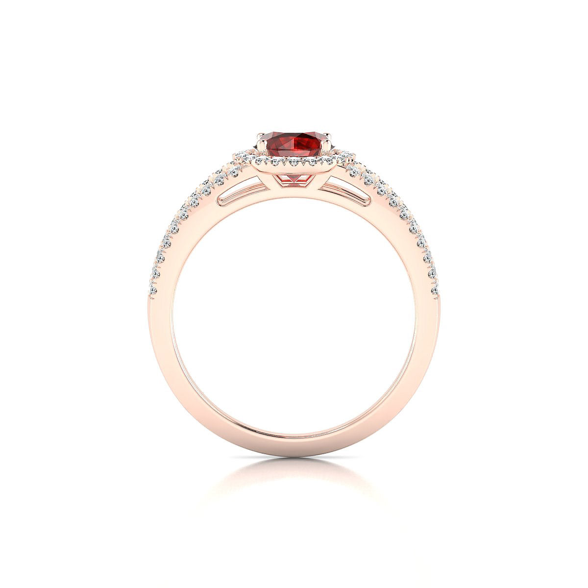 Grace | 18k Rose Gold 6 mm Round Garnet Ring