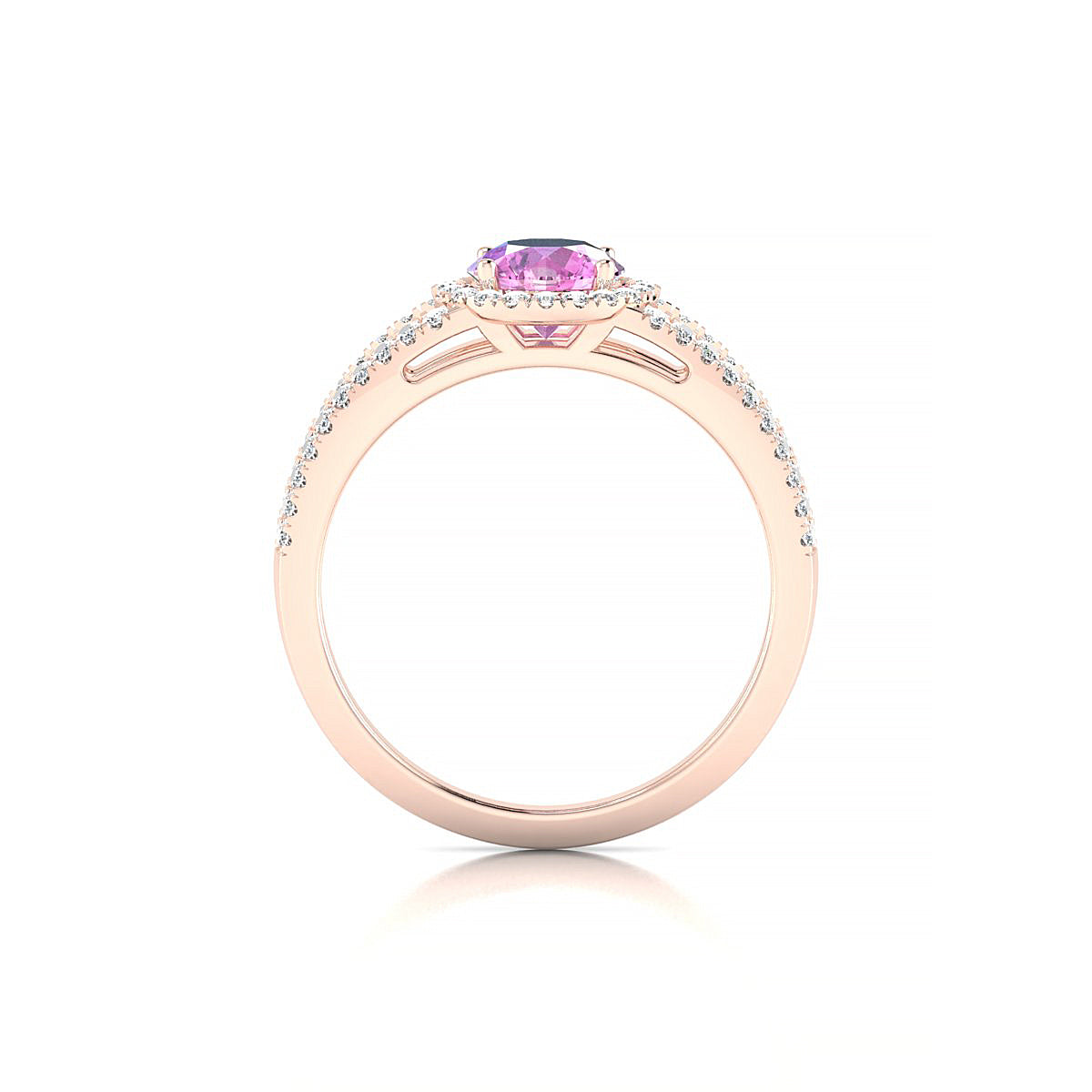 Grace | 18k Rose Gold 6 mm Round Pink Sapphire Ring