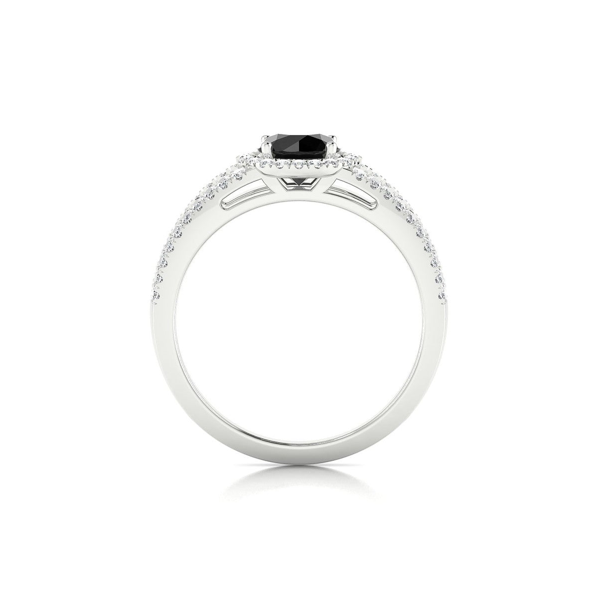 Grace | 18k White Gold 6 mm Round Black Diamond Ring