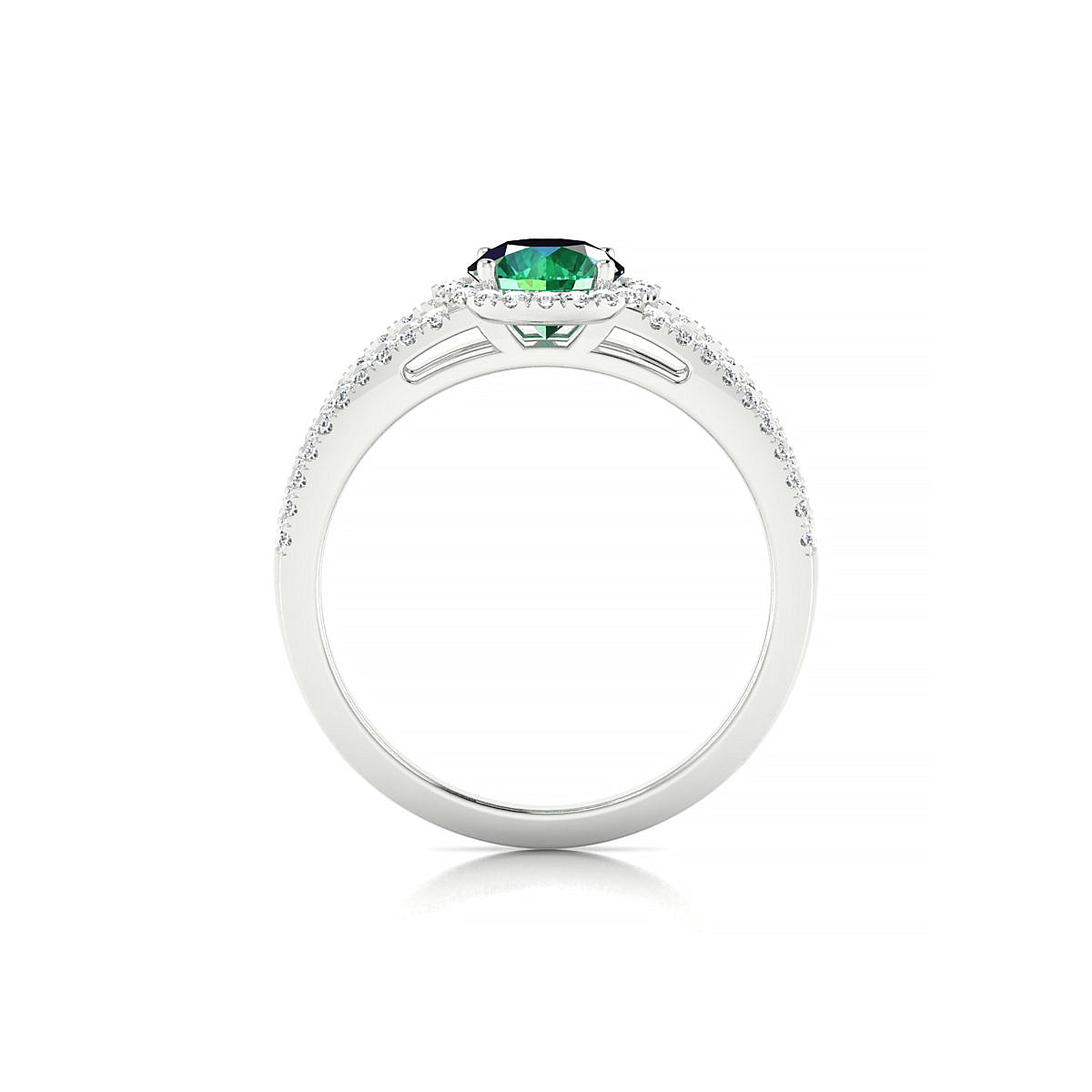 Grace | 18k White Gold 6 mm Round Emerald Ring