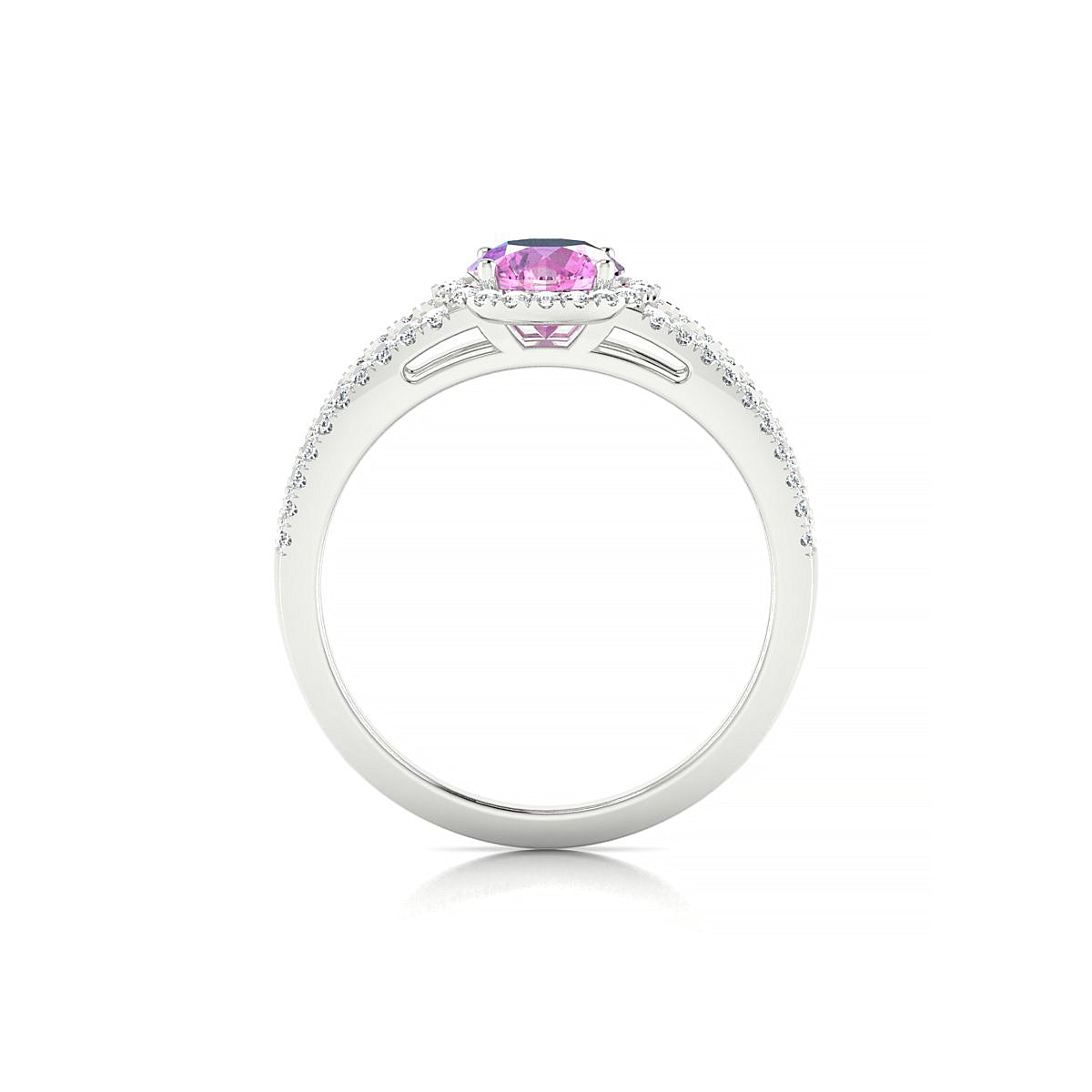 Grace | 18k White Gold 6 mm Round Pink Sapphire Ring