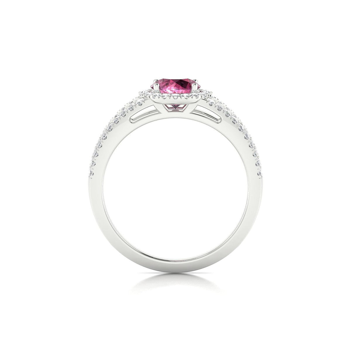 Grace | 18k White Gold 6 mm Round Rhodolite Ring