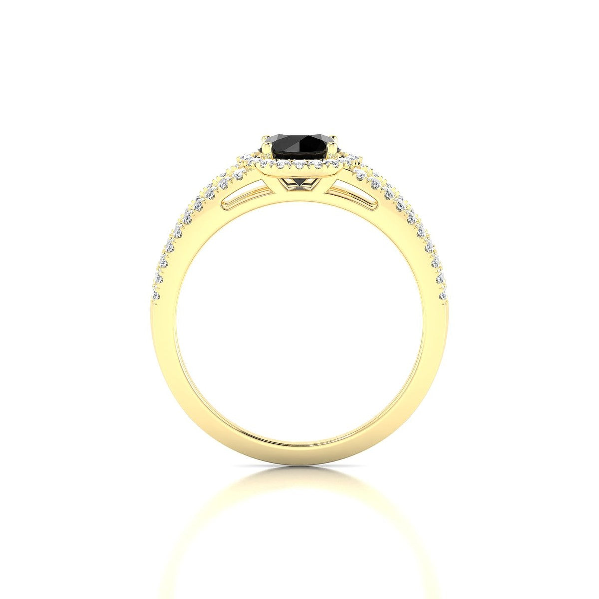 Grace | 18k Yellow Gold 6 mm Round Black Diamond Ring