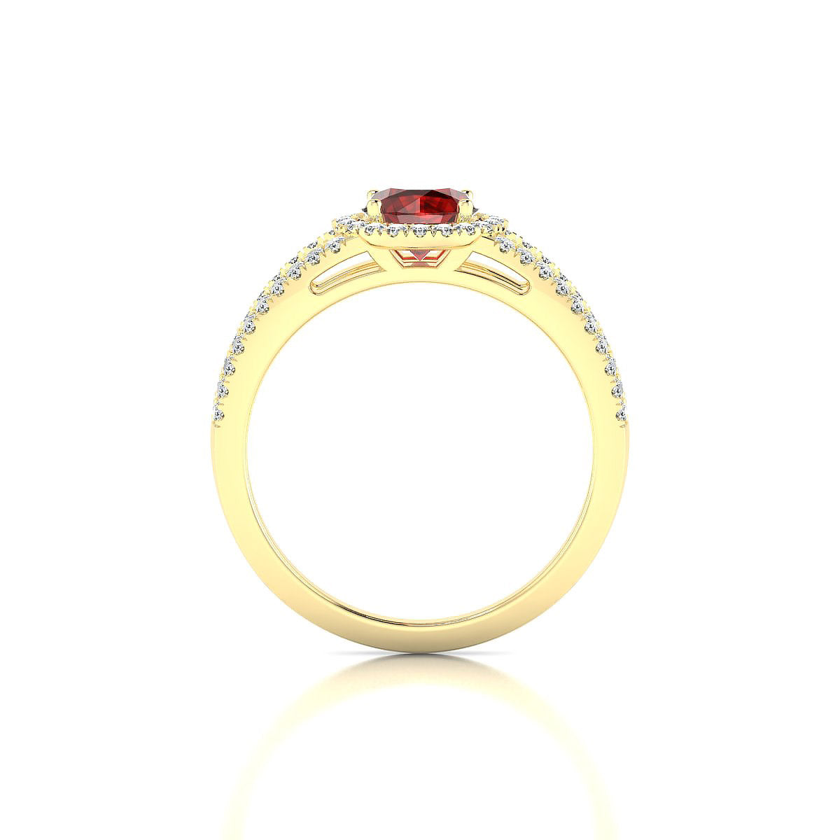 Grace | 18k Yellow Gold 6 mm Round Garnet Ring
