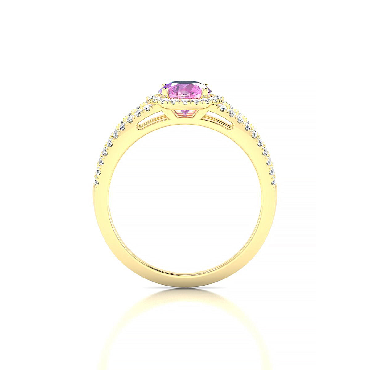 Grace | 18k Yellow Gold 6 mm Round Pink Sapphire Ring