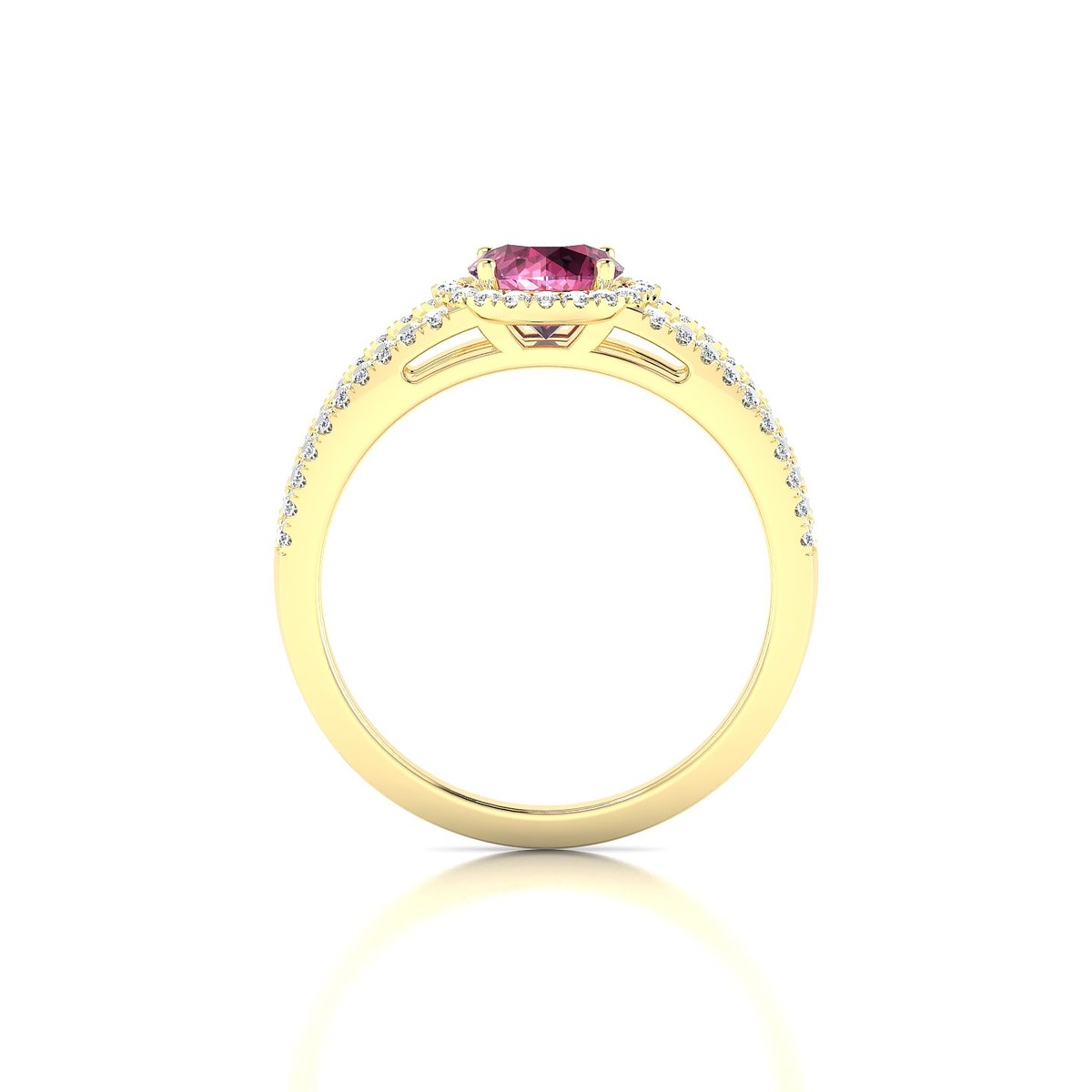 Grace | 18k Yellow Gold 6 mm Round Rhodolite Ring