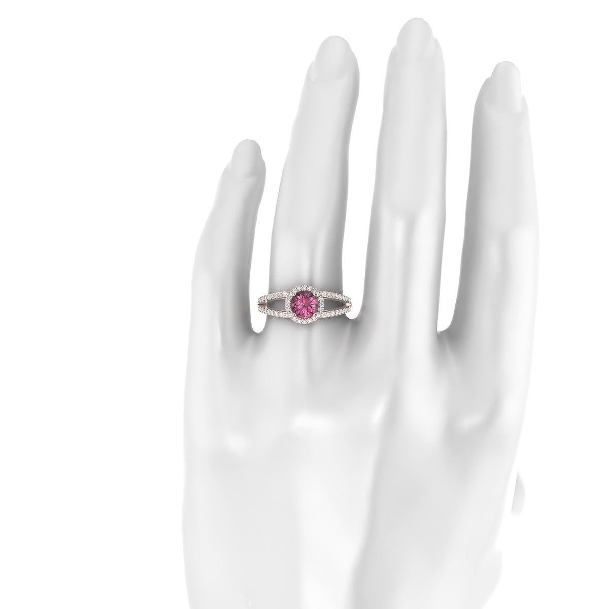 Grace | 18k Rose Gold 6 mm Round Rhodolite Ring
