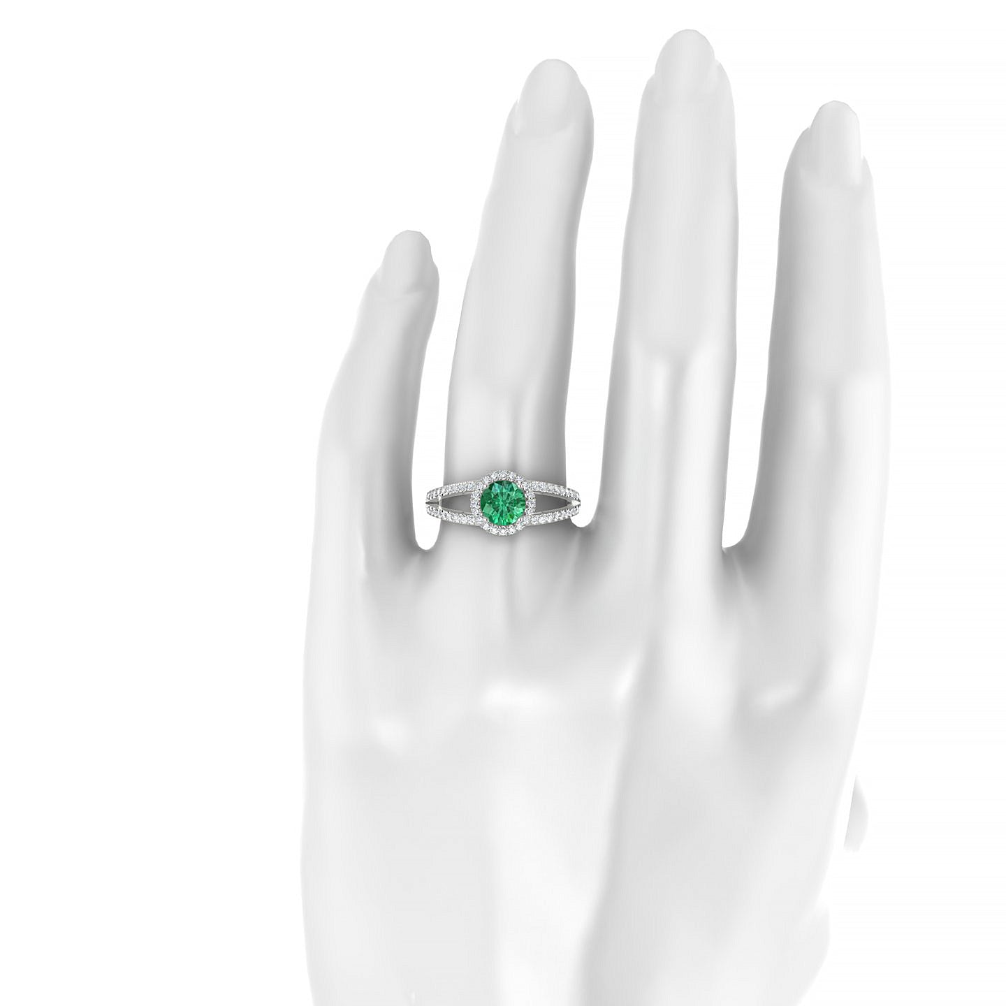 Grace | 18k White Gold 6 mm Round Emerald Ring