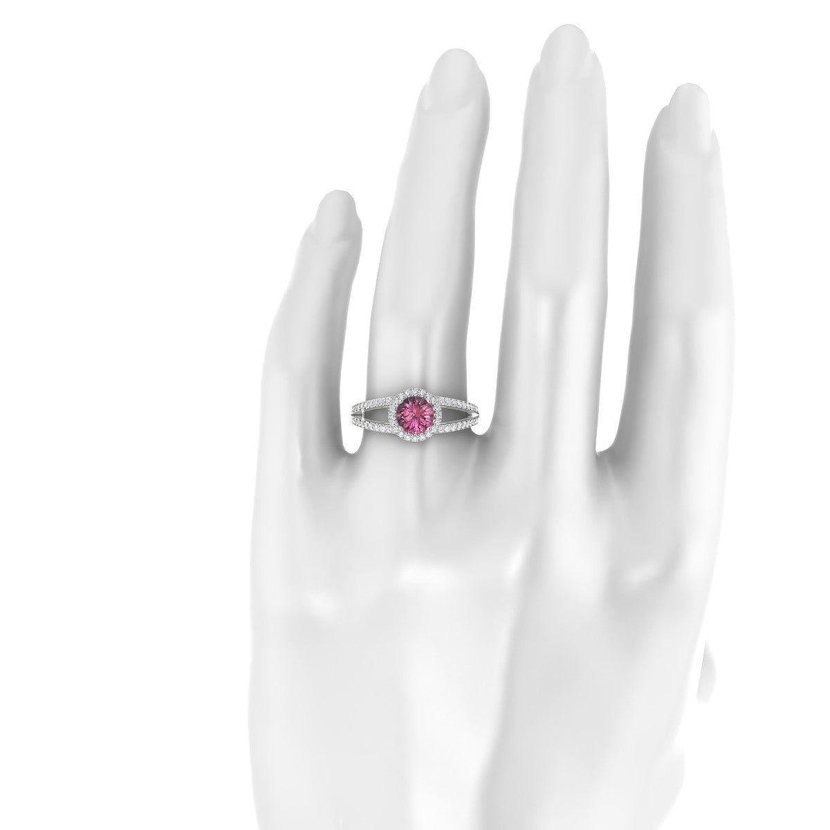 Grace | 18k White Gold 6 mm Round Rhodolite Ring