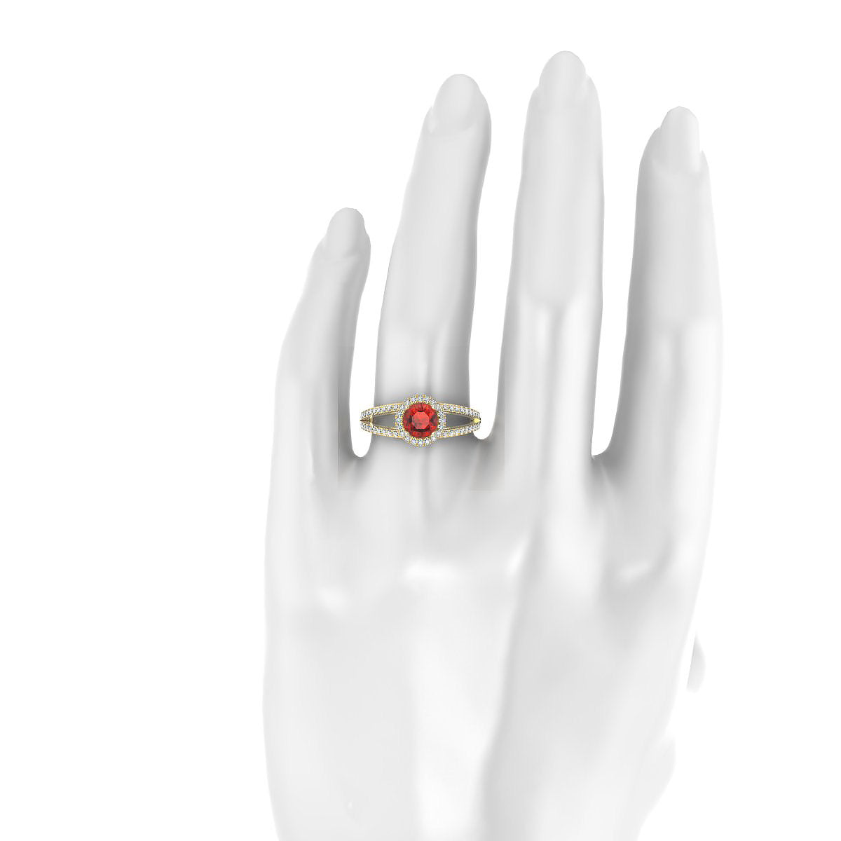 Grace | 18k Yellow Gold 6 mm Round Garnet Ring