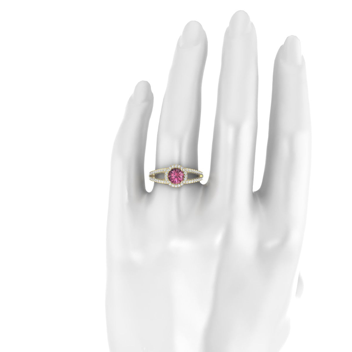Grace | 18k Yellow Gold 6 mm Round Rhodolite Ring