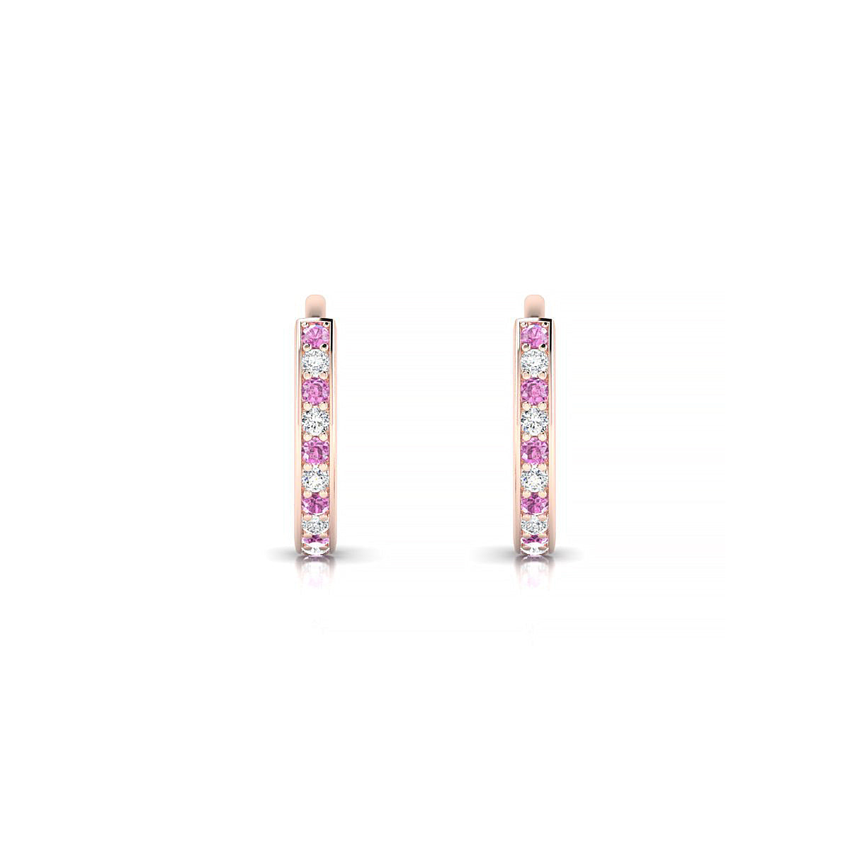 Harmony | 18k Rose Gold 1.1 mm Round Pink Sapphire Hoop Earrings