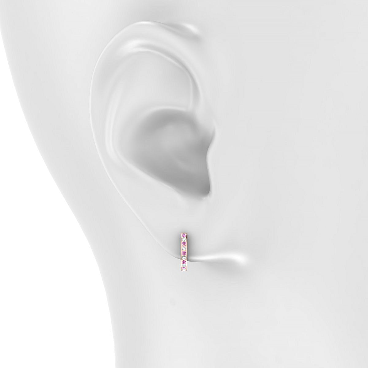 Harmony | 18k Rose Gold 1.1 mm Round Pink Sapphire Hoop Earrings