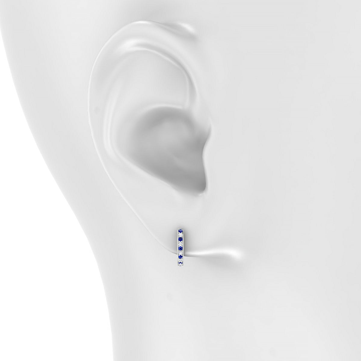 Harmony | 18k White Gold 1.1 mm Round Sapphire Hoop Earrings