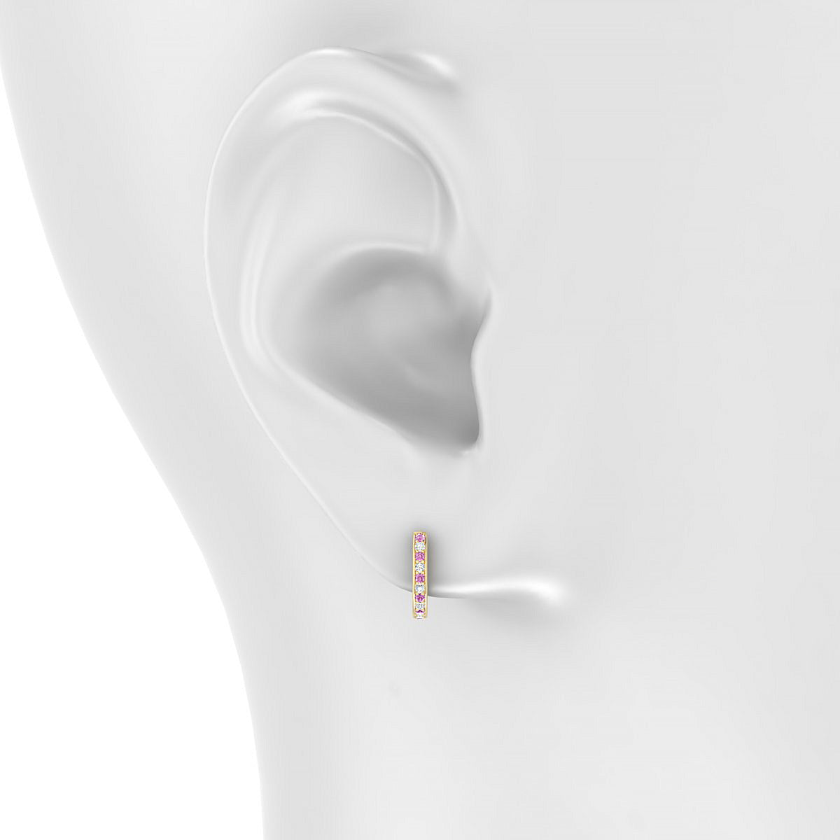 Harmony | 18k Yellow Gold 1.1 mm Round Pink Sapphire Hoop Earrings