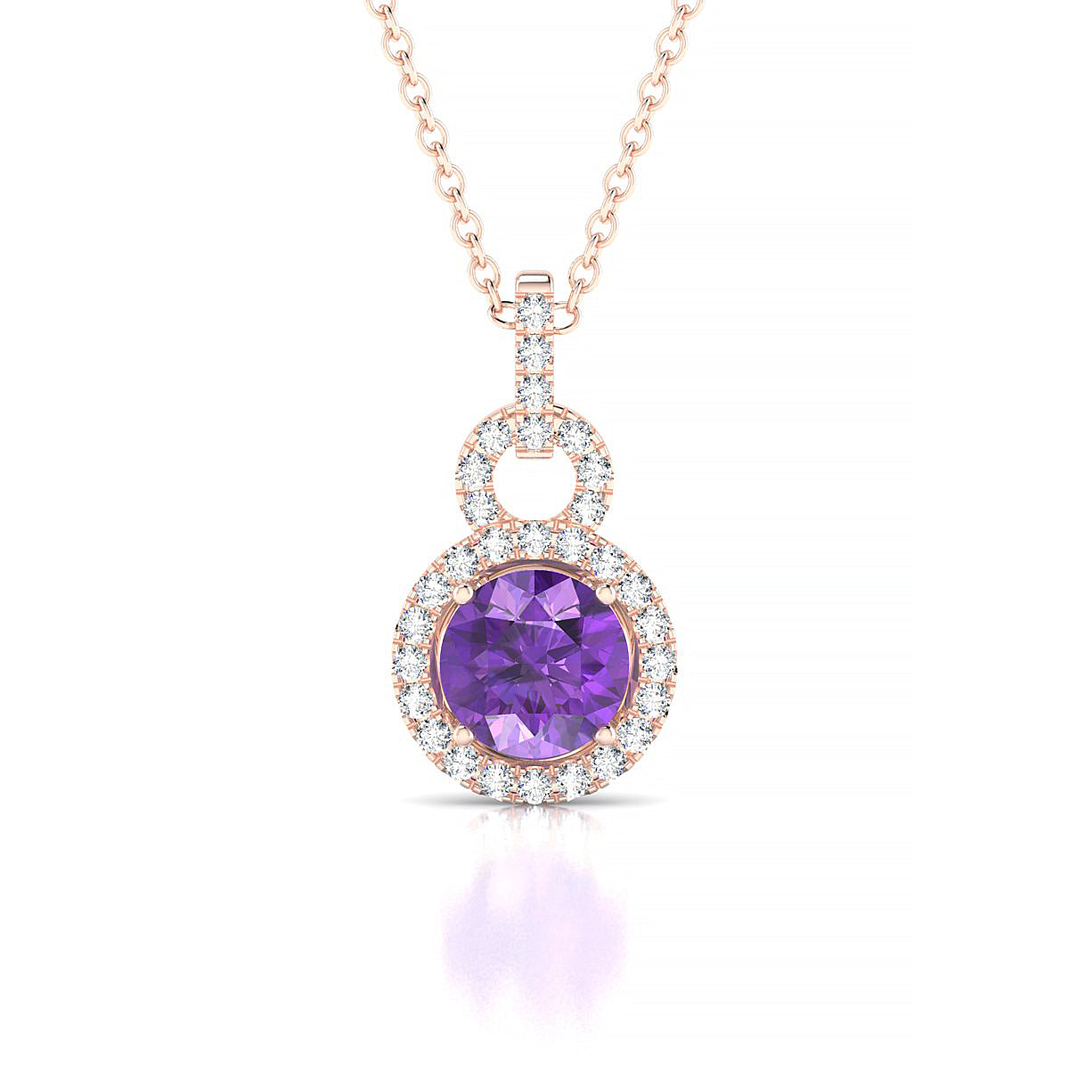 Haven | 18k Rose Gold 6 mm Round Amethyst Pendant