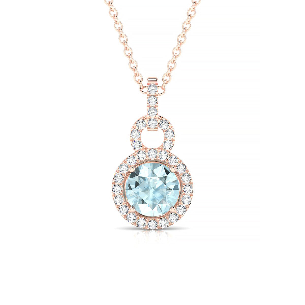 Haven | 18k Rose Gold 6 mm Round Aquamarine Pendant