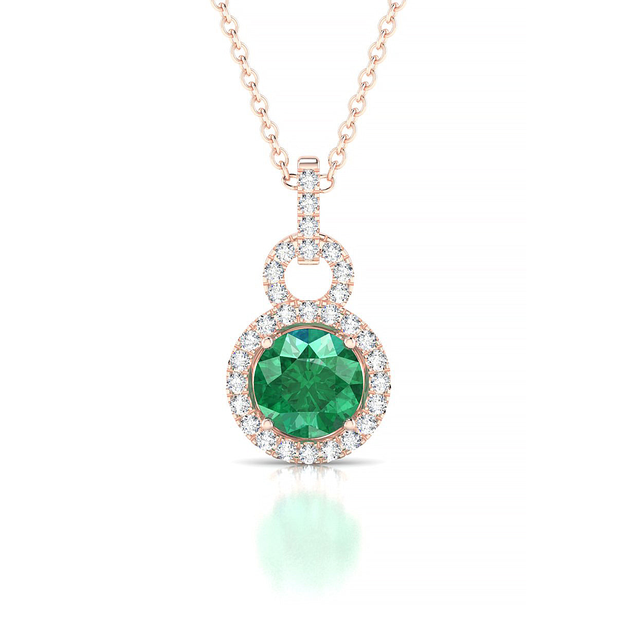Haven | 18k Rose Gold 6 mm Round Emerald Pendant
