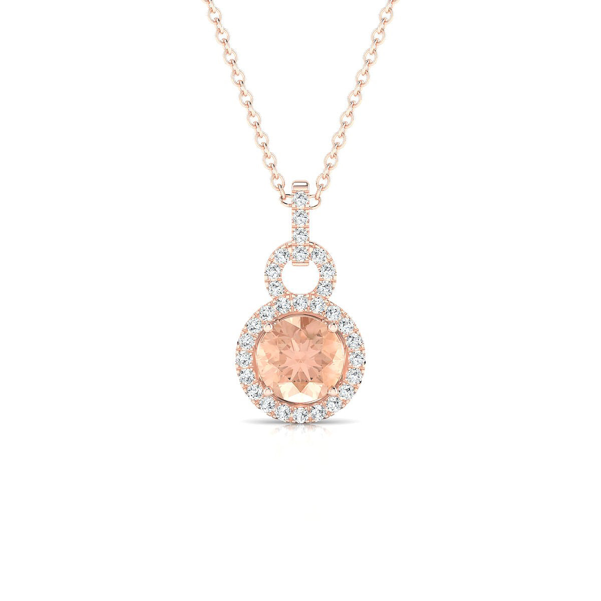 Haven | 18k Rose Gold 6 mm Round Morganite Pendant