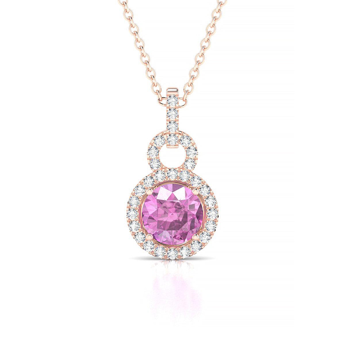 Haven | 18k Rose Gold 6 mm Round Pink Sapphire Pendant