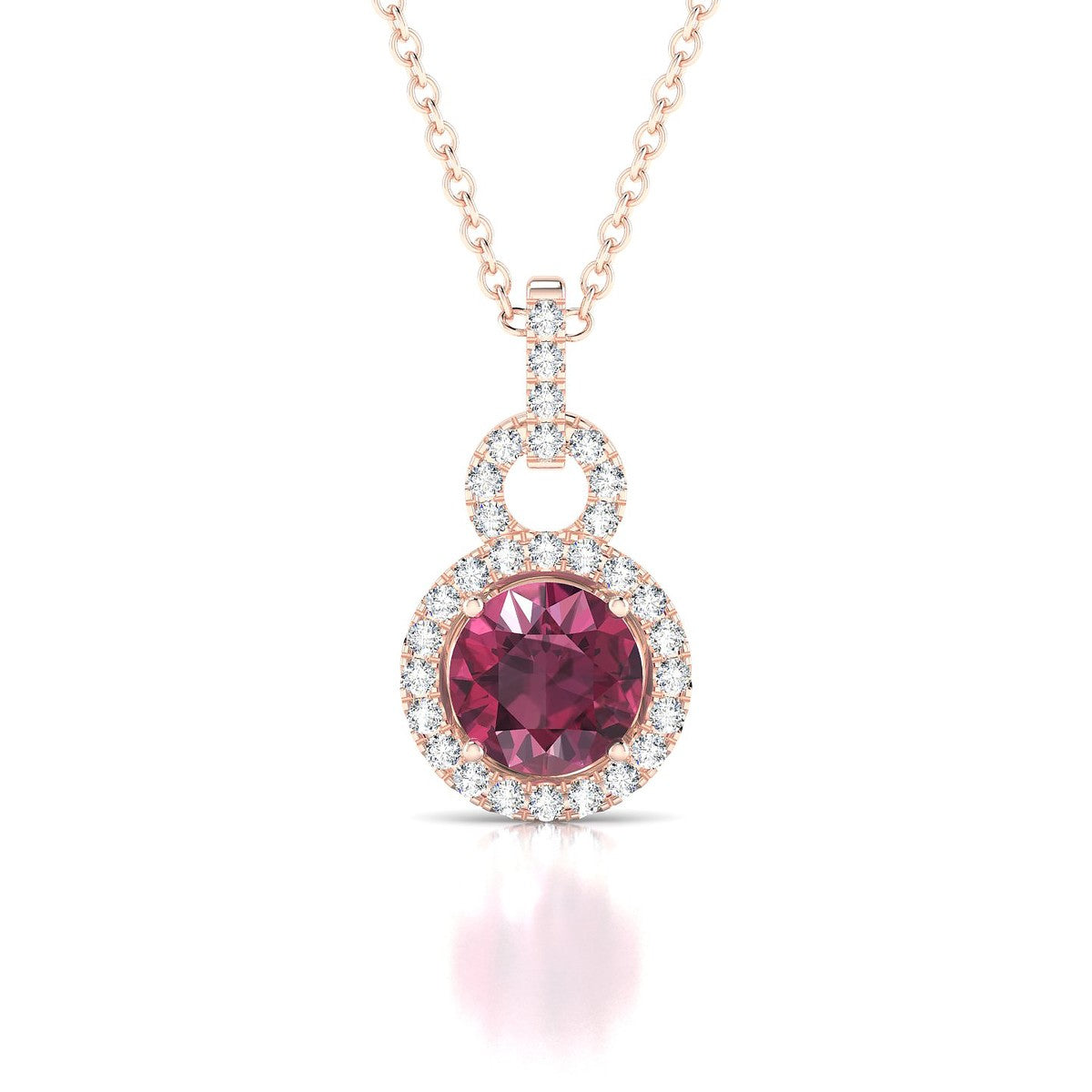 Haven | 18k Rose Gold 6 mm Round Rhodolite Pendant