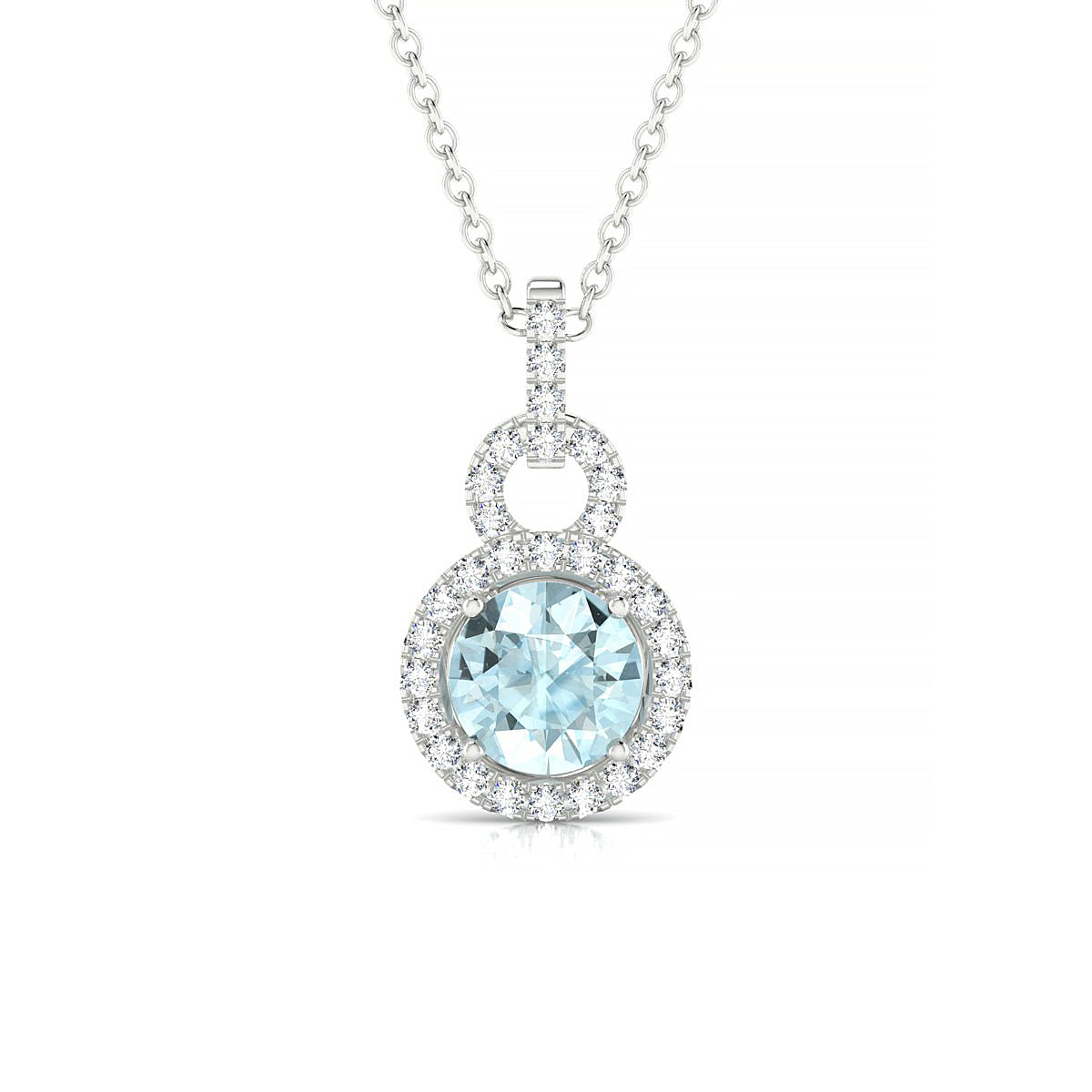 Haven | 18k White Gold 6 mm Round Aquamarine Pendant