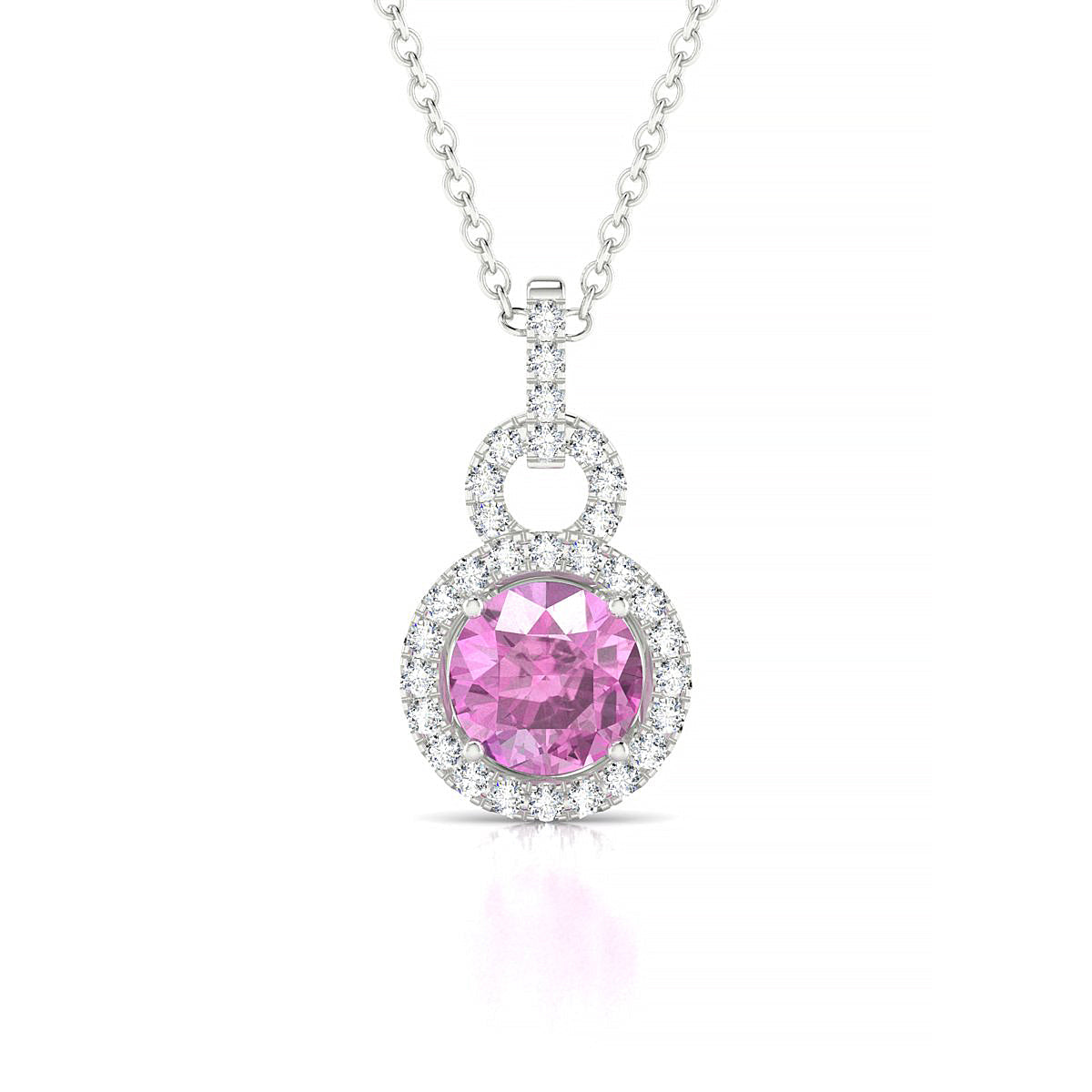 Haven | 18k White Gold 6 mm Round Pink Sapphire Pendant