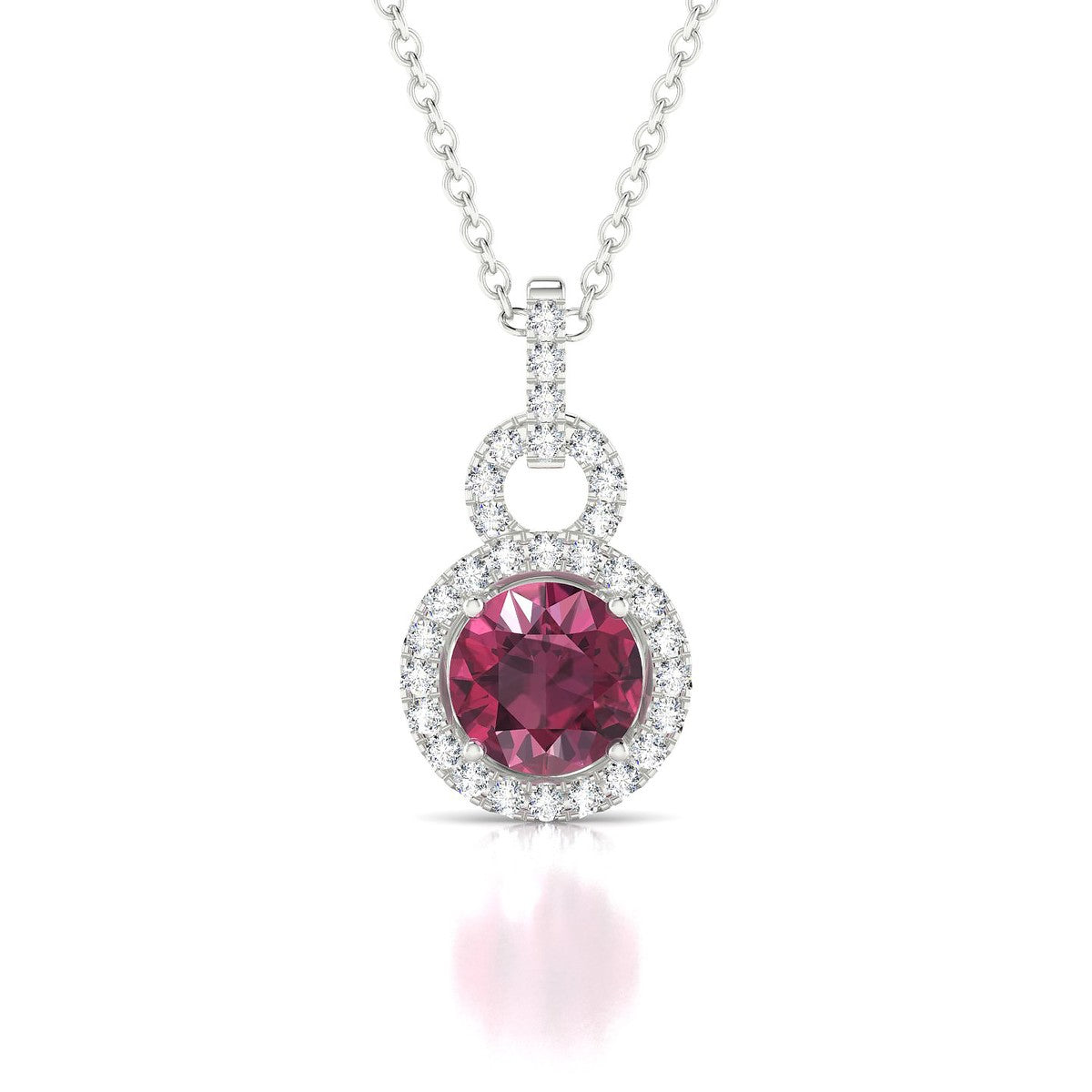 Haven | 18k White Gold 6 mm Round Rhodolite Pendant