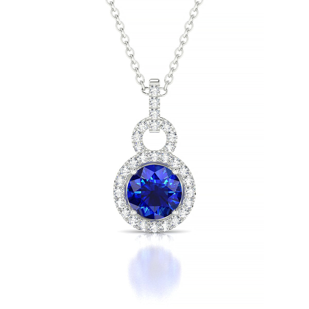 Haven | 18k White Gold 6 mm Round Sapphire Pendant