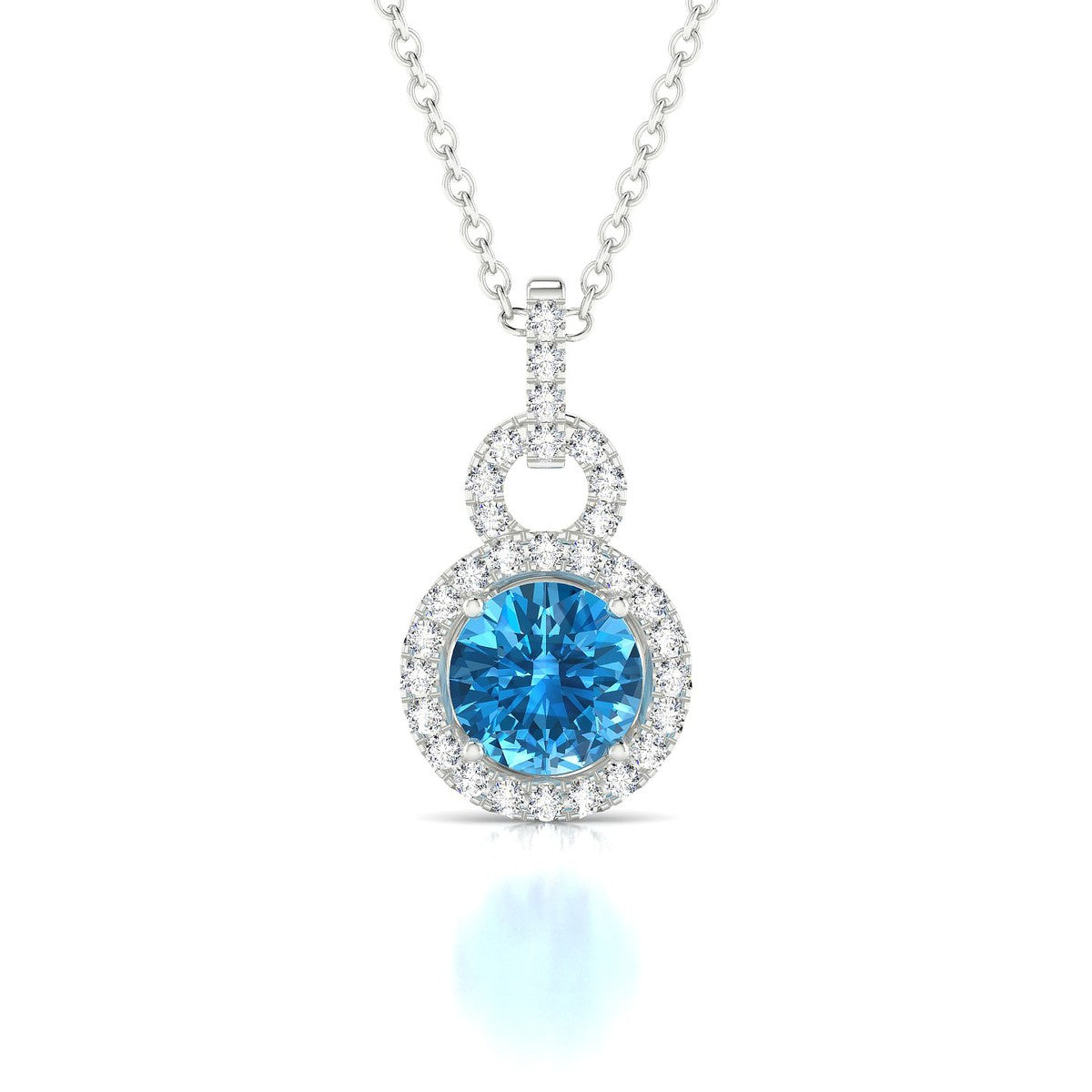Haven | 18k White Gold 6 mm Round Topaz Pendant