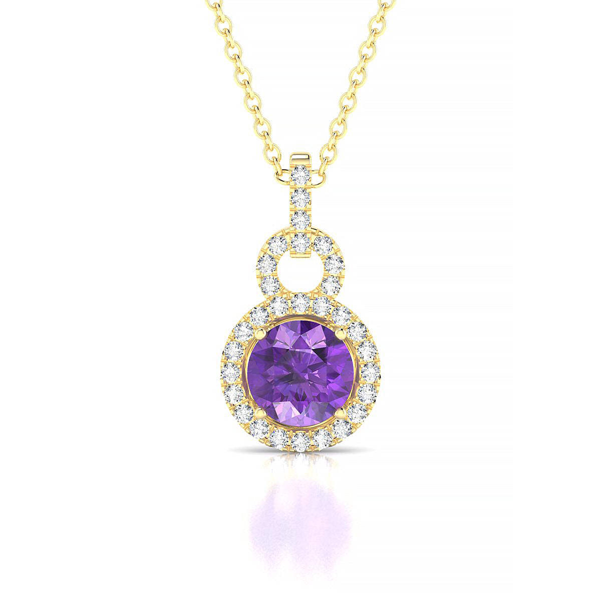 Haven | 18k Yellow Gold 6 mm Round Amethyst Pendant