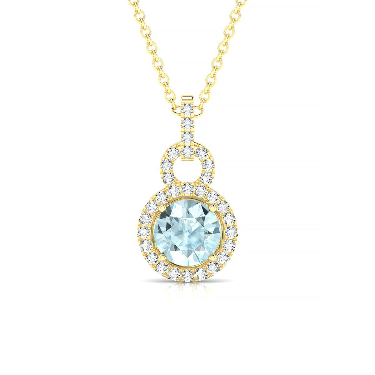 Haven | 18k Yellow Gold 6 mm Round Aquamarine Pendant
