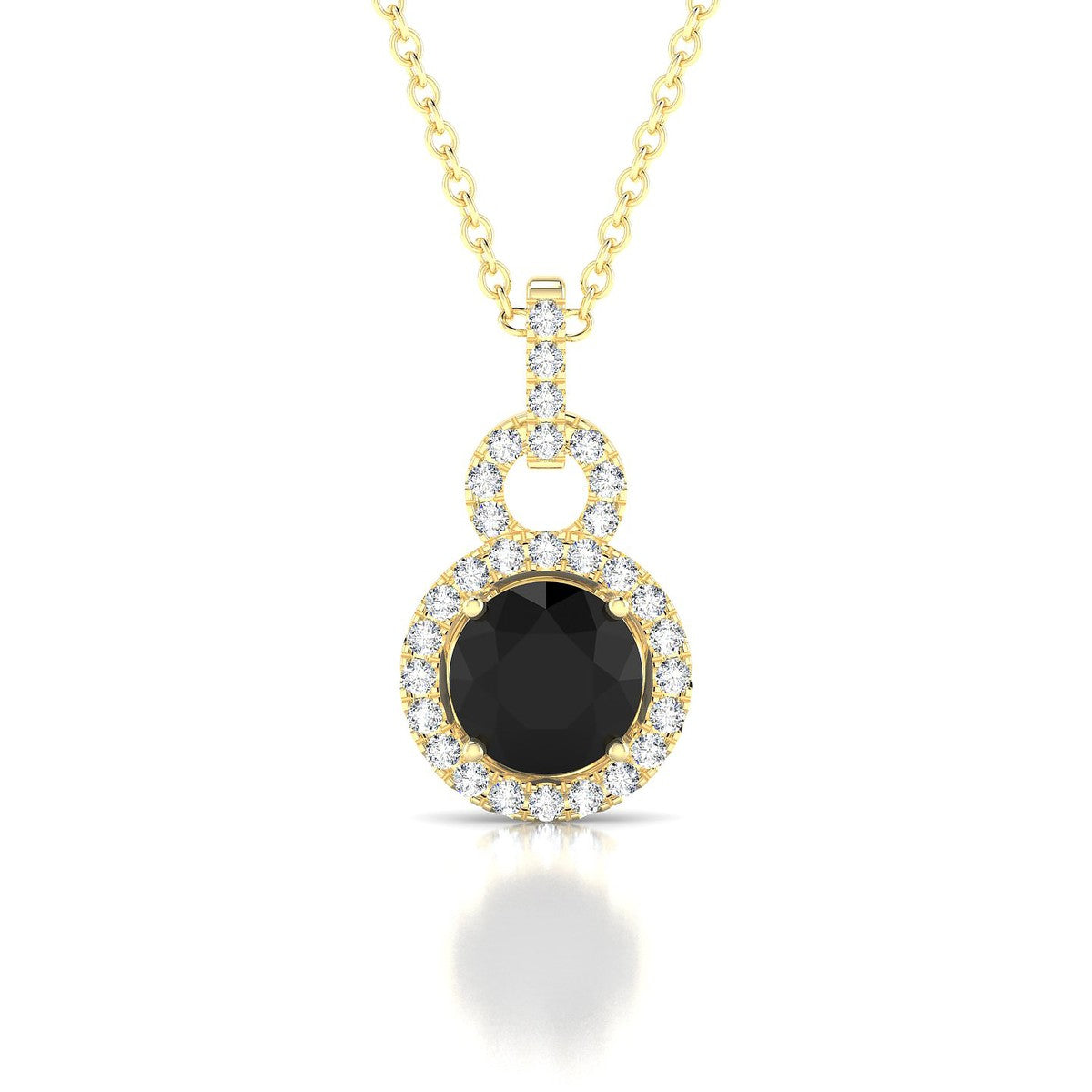 Haven | 18k Yellow Gold 6 mm Round Black Diamond Pendant