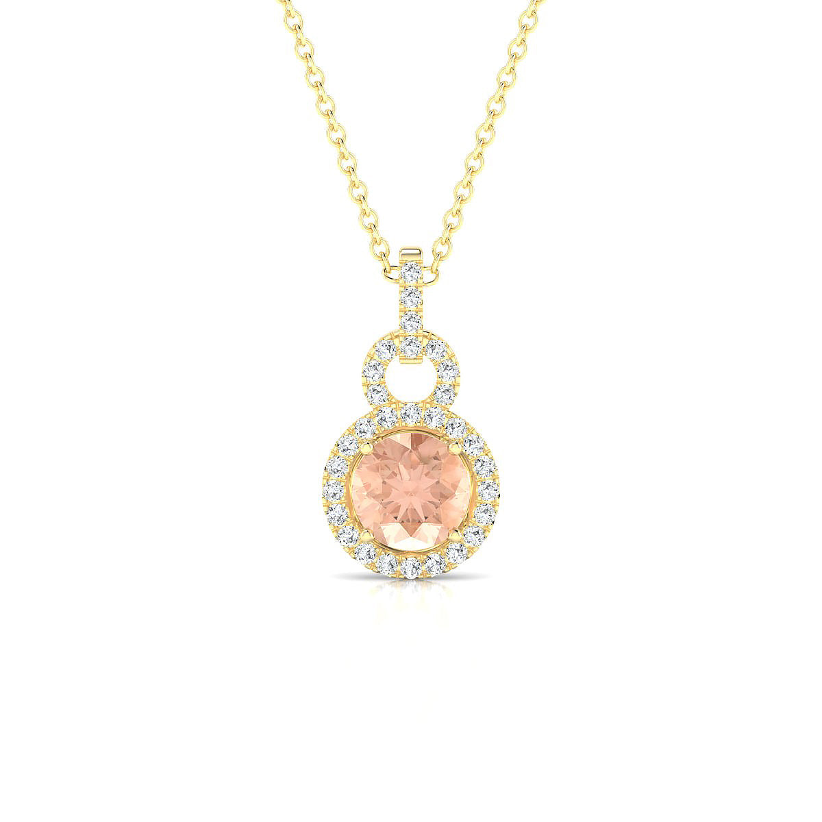 Haven | 18k Yellow Gold 6 mm Round Morganite Pendant