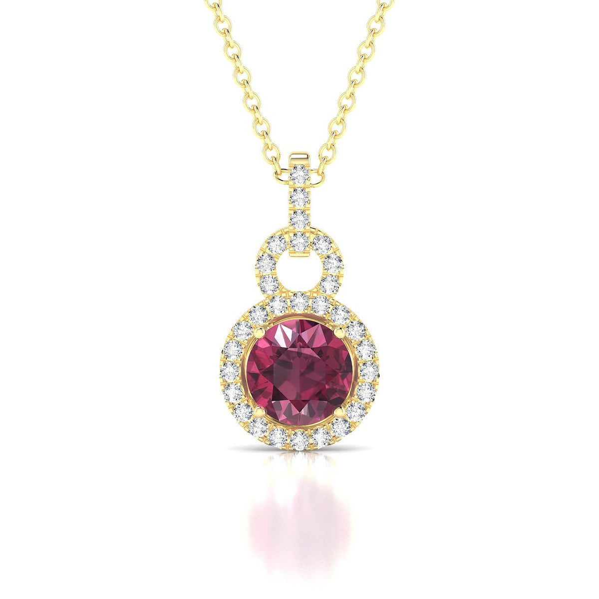 Haven | 18k Yellow Gold 6 mm Round Rhodolite Pendant