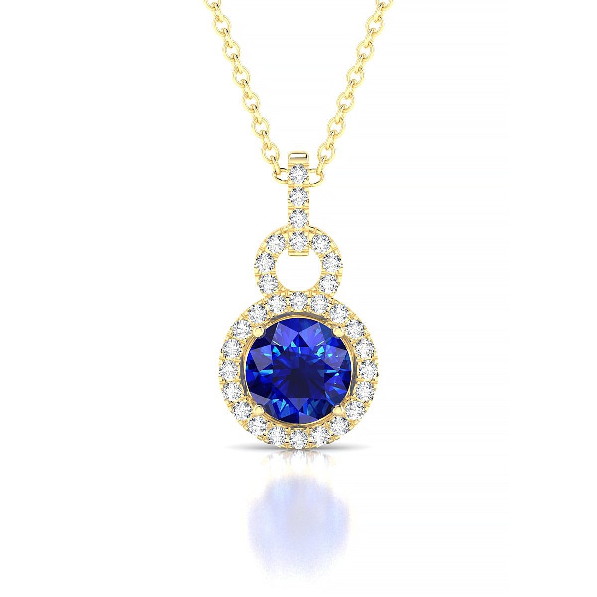 Haven | 18k Yellow Gold 6 mm Round Sapphire Pendant
